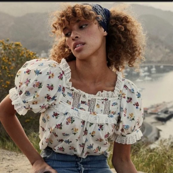 Doen Tops - Doen Frances Floral Fleurs De Jonquille Blouse